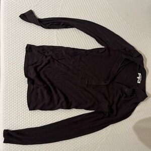 Joah Brown Dark Ribbed Top Henley worn once